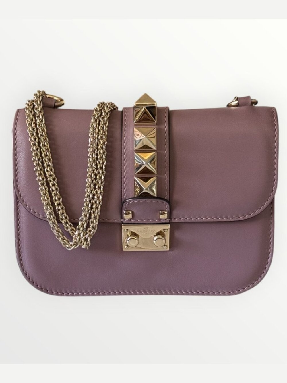 Valentino Garavani Glam Lock Small Lavender Shoulder Bag